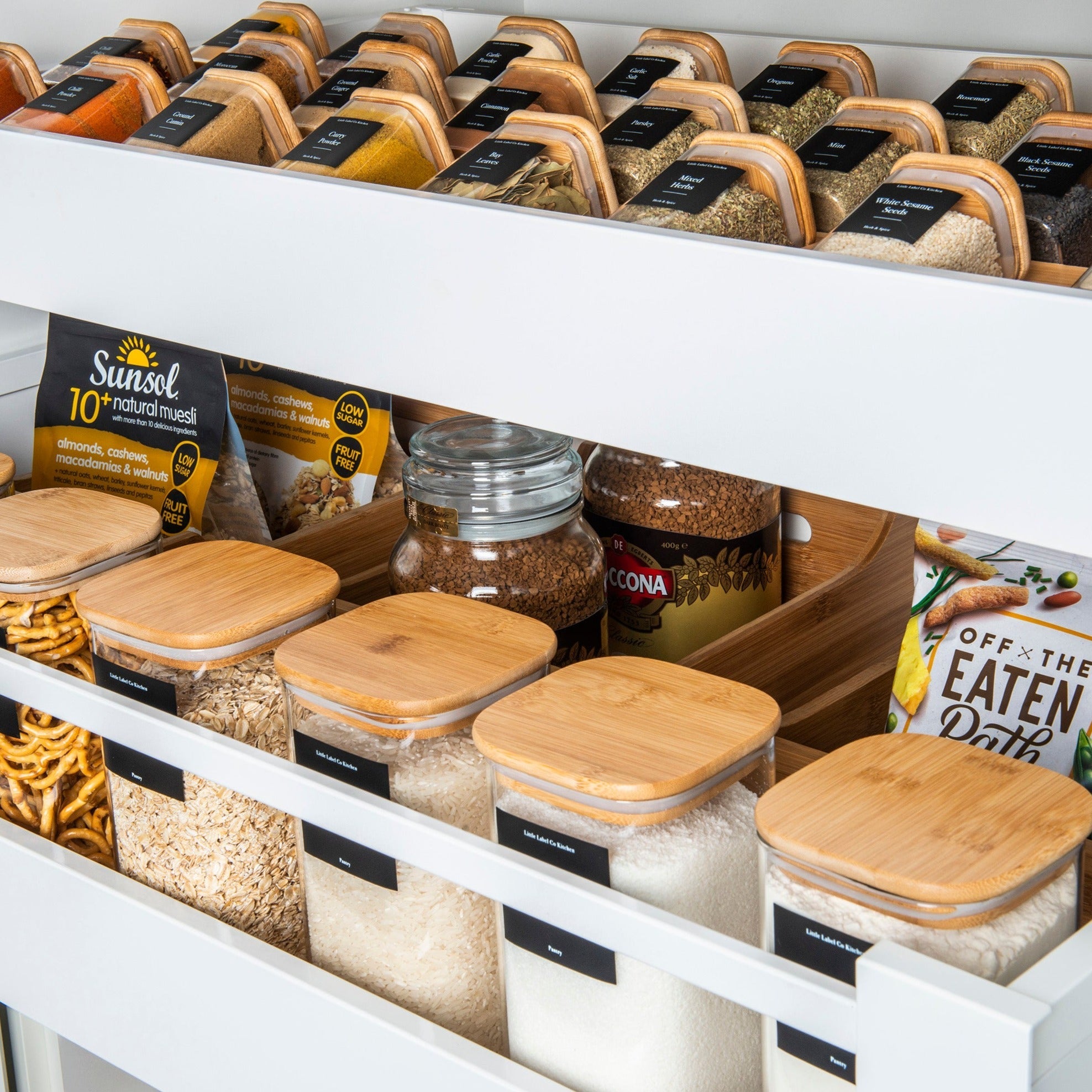 Square Glass and Bamboo Storage Jar - 1.75L