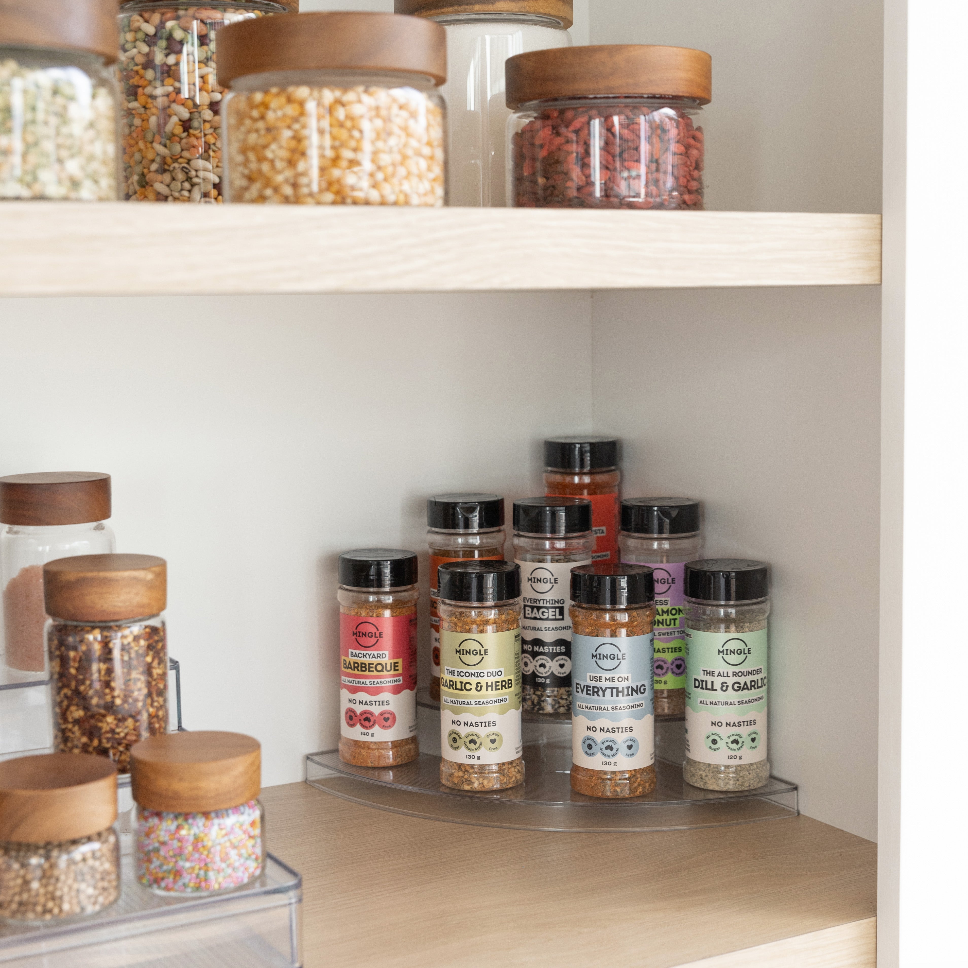 Clear 3-Tier Corner Shelf - Little Label Co The Home of Organisation For Kitchen, Bathroom, Laundry & More