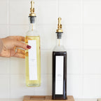 Clear Oil & Vinegar Bottle with Gold Pourer - 500ml - Little Label Co The Home of Organisation For Kitchen, Bathroom, Laundry & More