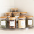 Clear 3-Tier Corner Spice Rack with 8x 200ml Spice Jars - Little Label Co The Home of Organisation For Kitchen, Bathroom, Laundry & More