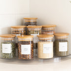 Clear 3-Tier Corner Spice Rack with 8x 200ml Spice Jars - Little Label Co The Home of Organisation For Kitchen, Bathroom, Laundry & More
