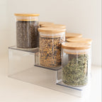 Clear 3-Tier Corner Spice Rack with 8x 200ml Spice Jars - Little Label Co The Home of Organisation For Kitchen, Bathroom, Laundry & More