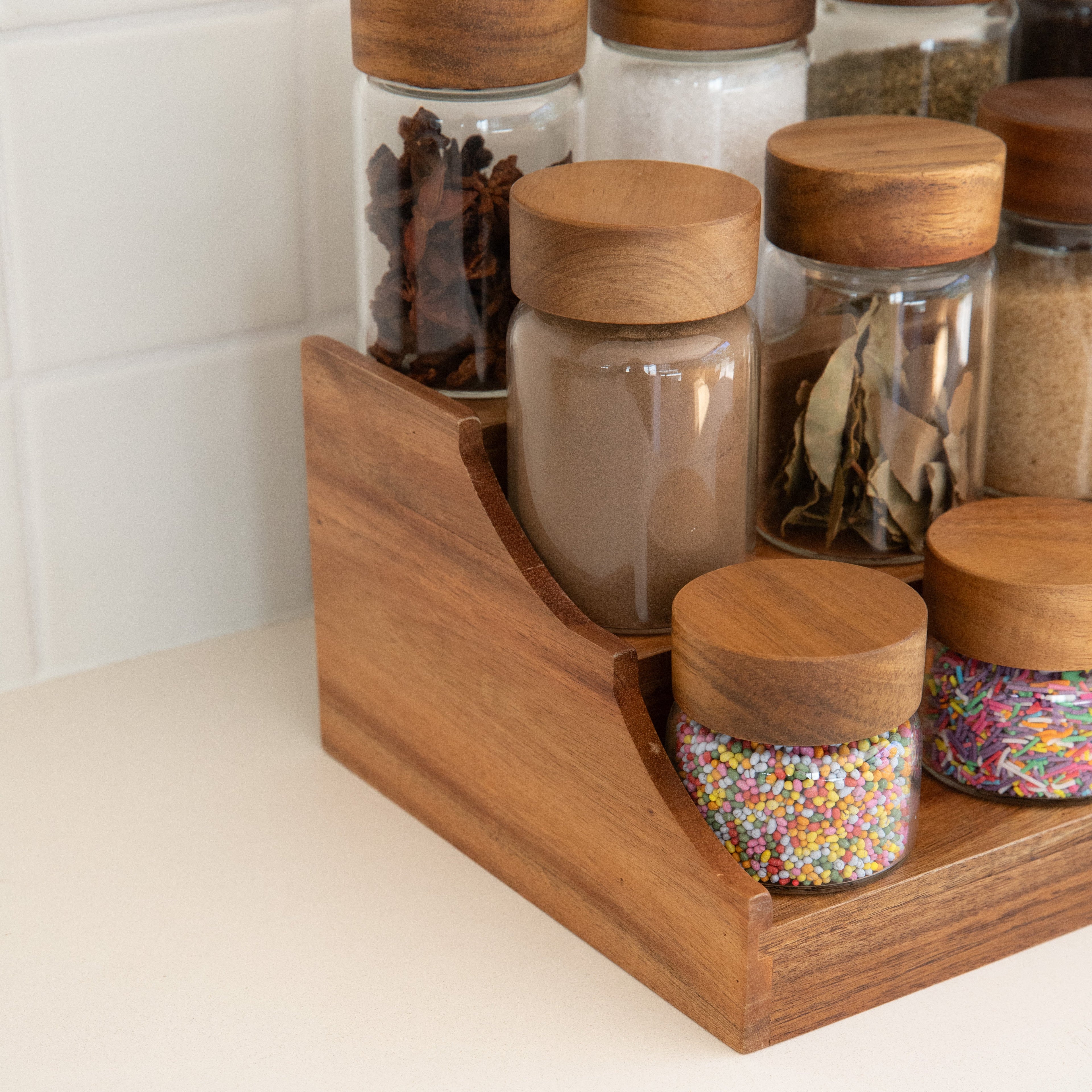 Acacia Wood Herb & Spice Shelf - Little Label Co Australia - The Home of Organisation For Kitchen, Bathroom, Laundry & More