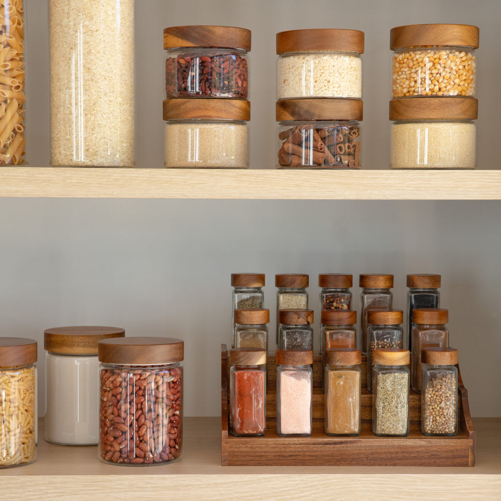 Large Acacia Spice Rack with 15 Acacia Shaker Spice Jars Pack - Little Label Co Australia - The Home of Organisation For Kitchen, Bathroom, Laundry & More