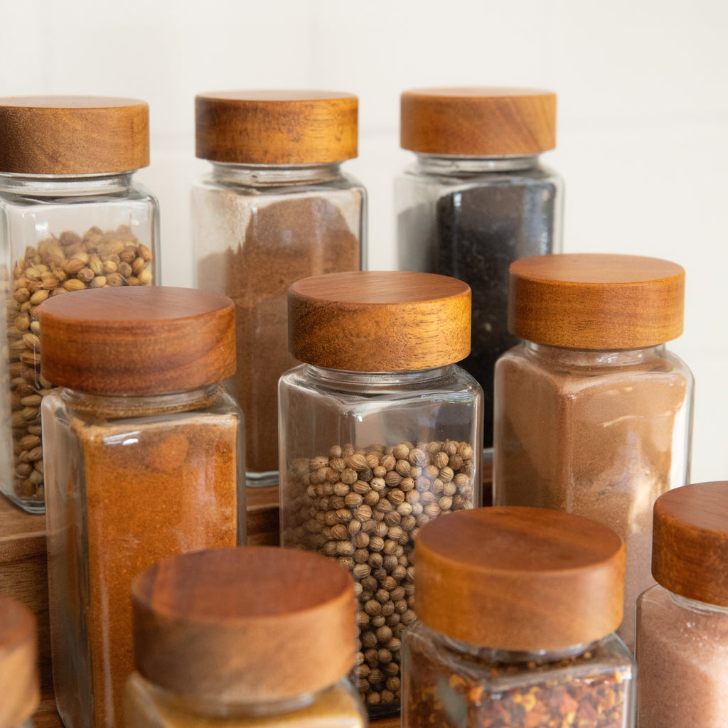 Large Acacia Spice Rack with 15 Acacia Shaker Spice Jars Pack - Little Label Co Australia - The Home of Organisation For Kitchen, Bathroom, Laundry & More