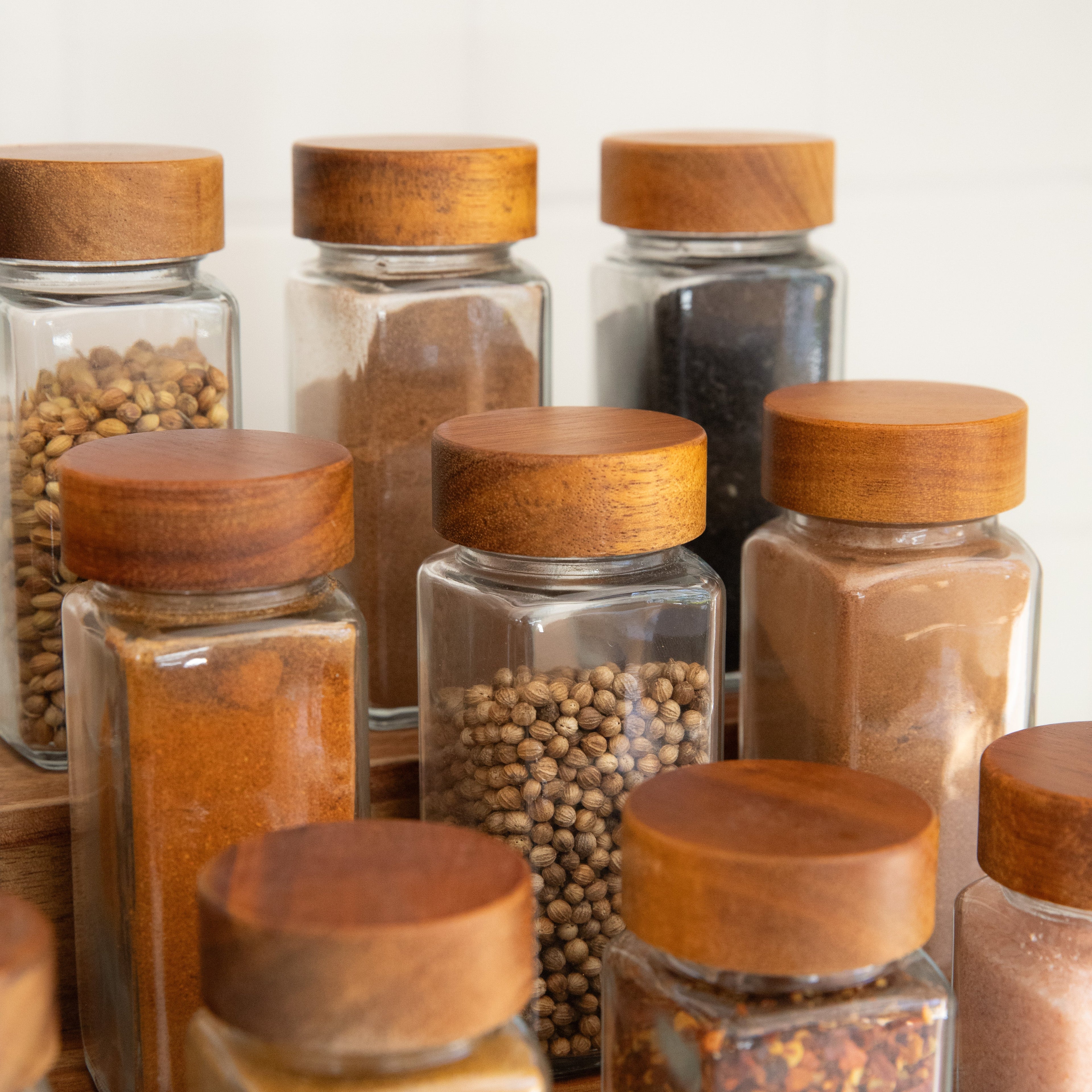 Large Acacia Spice Rack with 15 Acacia Shaker Spice Jars Pack - Little Label Co Australia - The Home of Organisation For Kitchen, Bathroom, Laundry & More