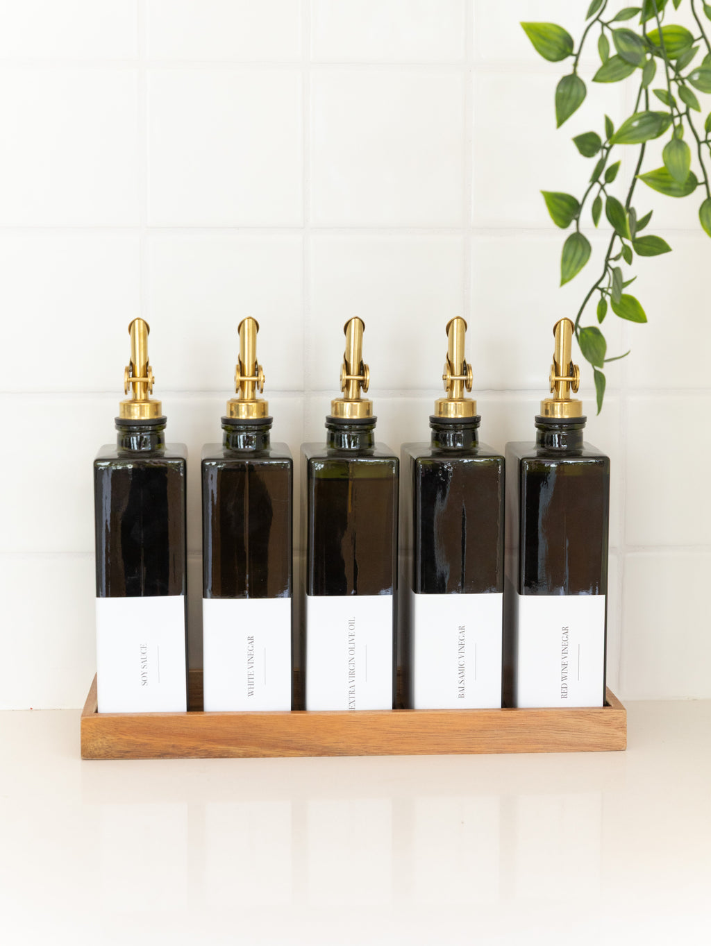 Oil & Vinegar Book Bottles with Tray Pack - Little Label Co Australia - The Home of Organisation For Kitchen, Bathroom, Laundry & More
