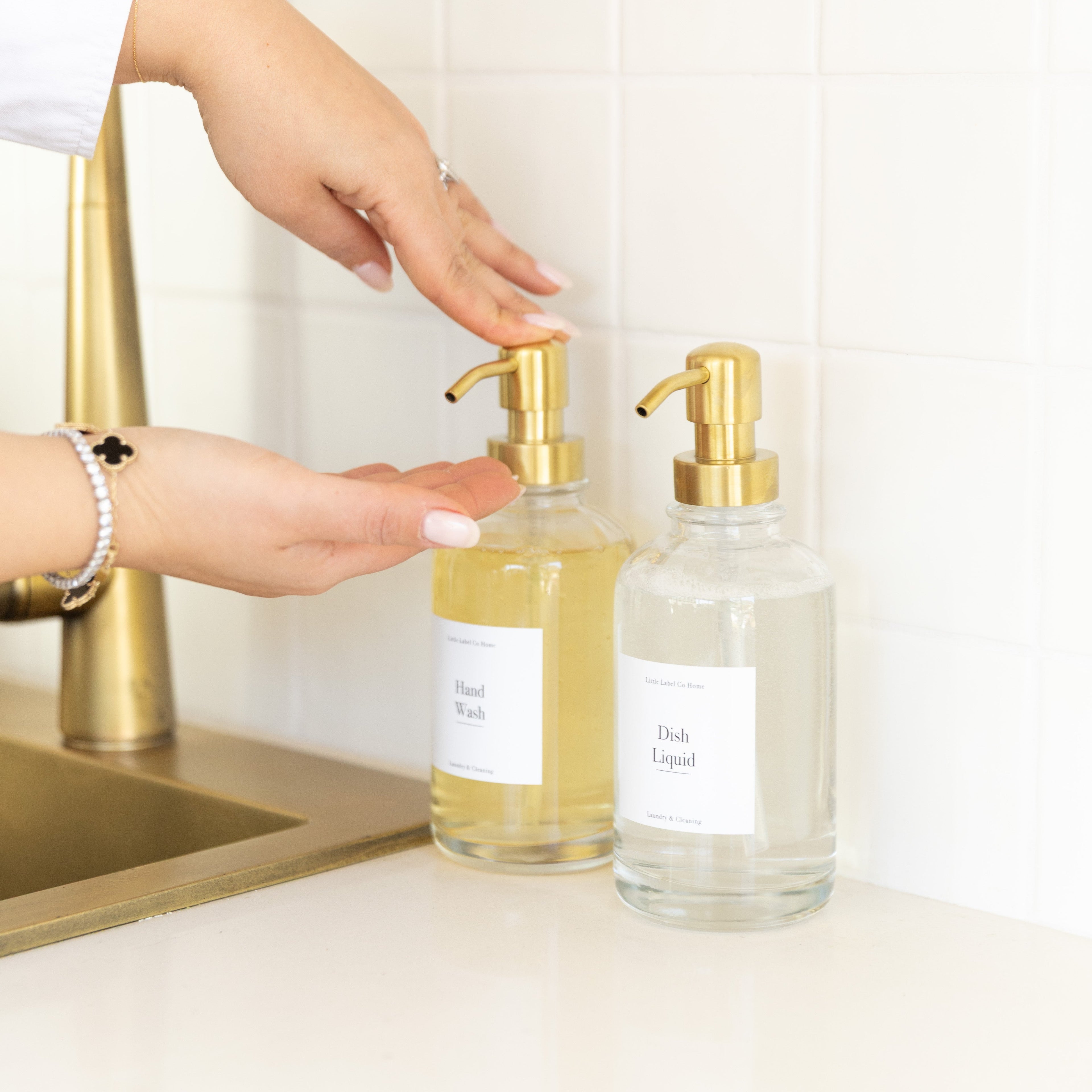 500ml Clear Glass Pump Bottle with Gold Pump