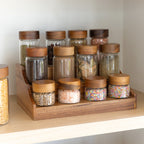 Acacia Spice Rack with 12 Screw Top Jars