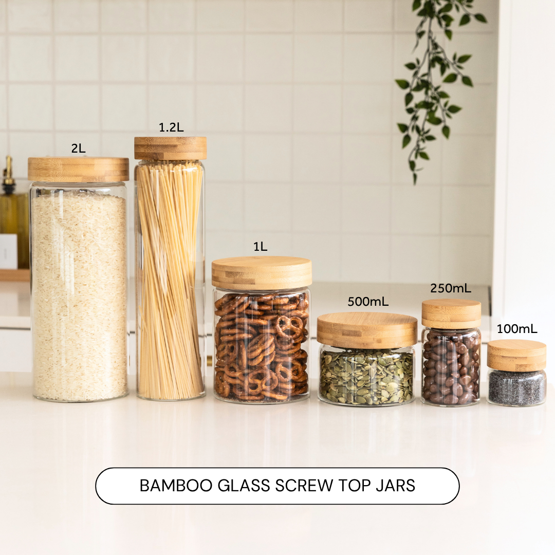 Bamboo Glass Screw Top Pantry Jar - 2L