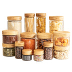 Small Bamboo Screw Top Glass Jar Pack