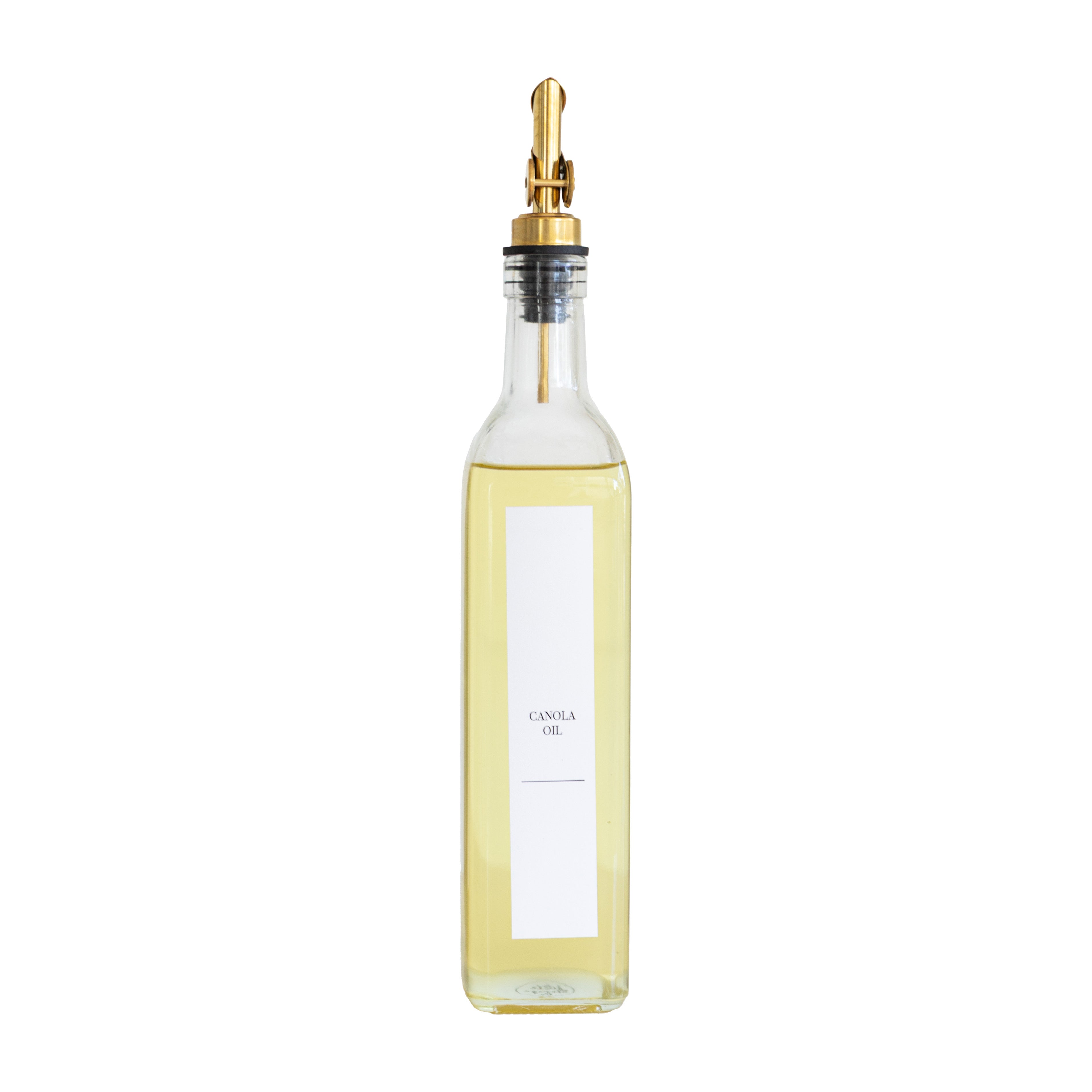 Clear Oil & Vinegar Bottle with Gold Pourer - 500ml - Little Label Co The Home of Organisation For Kitchen, Bathroom, Laundry & More