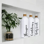 White Bathroom Pump Bottle - 1L - Little Label Co The Home of Organisation For Kitchen, Bathroom, Laundry & More