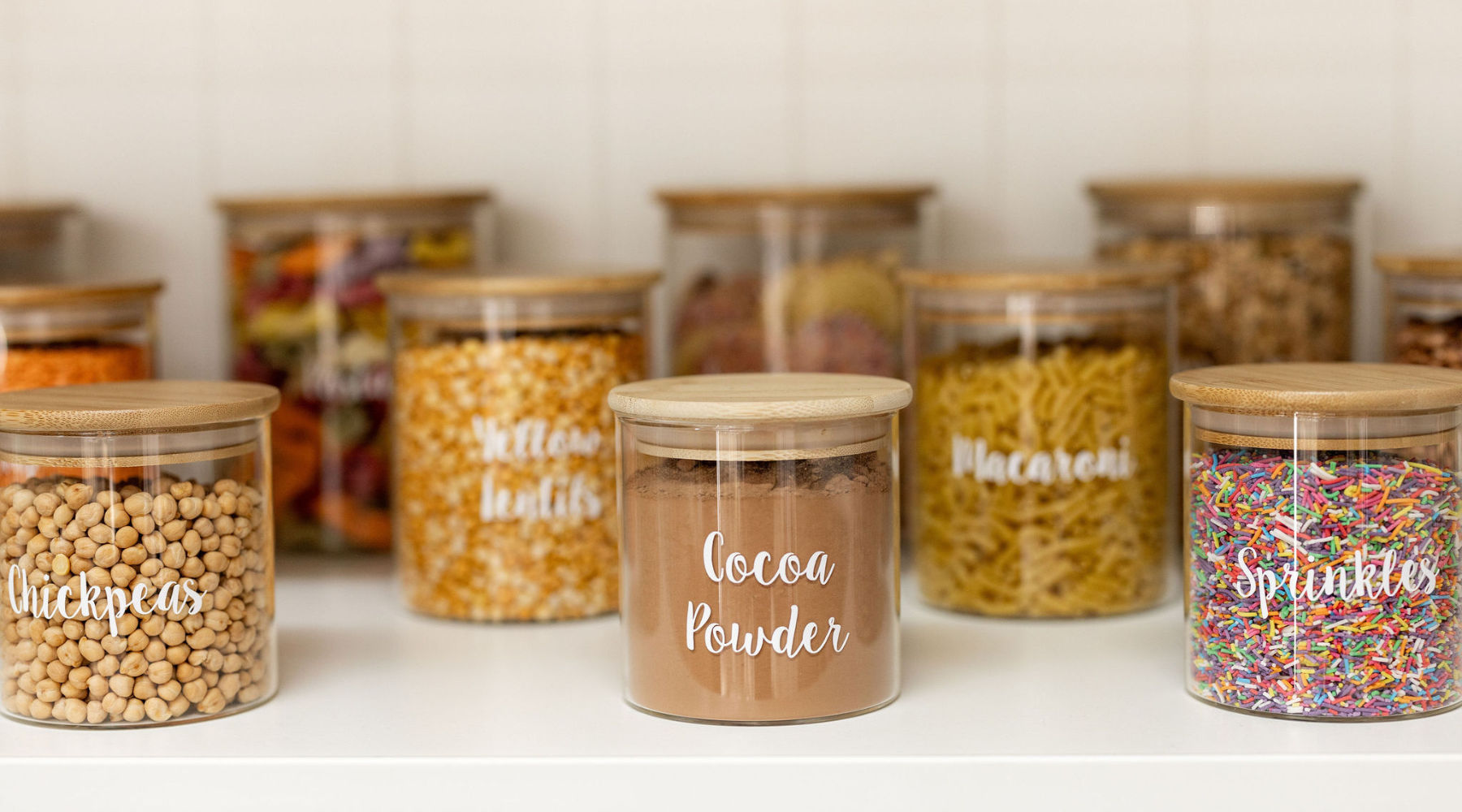 Glass Storage Jar with Bamboo Lid - 1L (3 Pack)