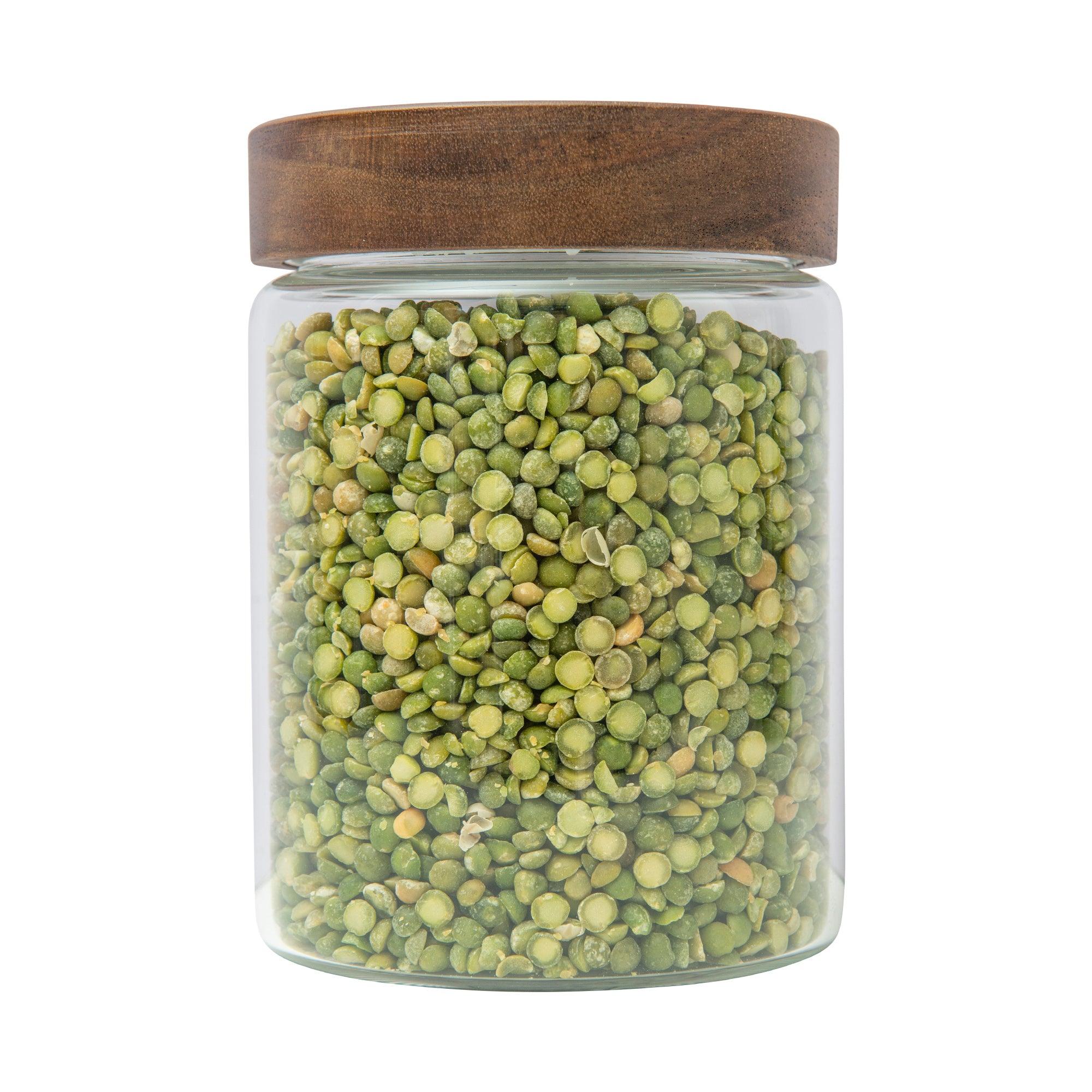 Acacia Wood Glass Jar 1L - Little Label Co - - 30%, Acacia Storage Jars, Acacia Wood, Food Storage Containers, Kitchen Organisation, Pantry Organisation