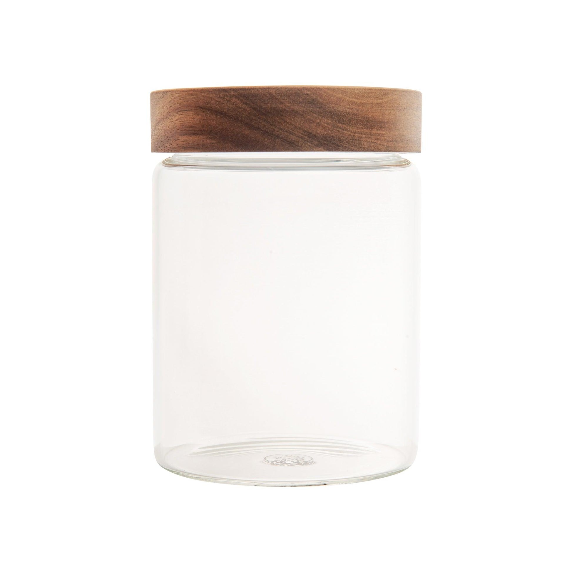 Acacia Wood Glass Jar 1L - Little Label Co - - 30%, Acacia Storage Jars, Acacia Wood, Food Storage Containers, Kitchen Organisation, Pantry Organisation