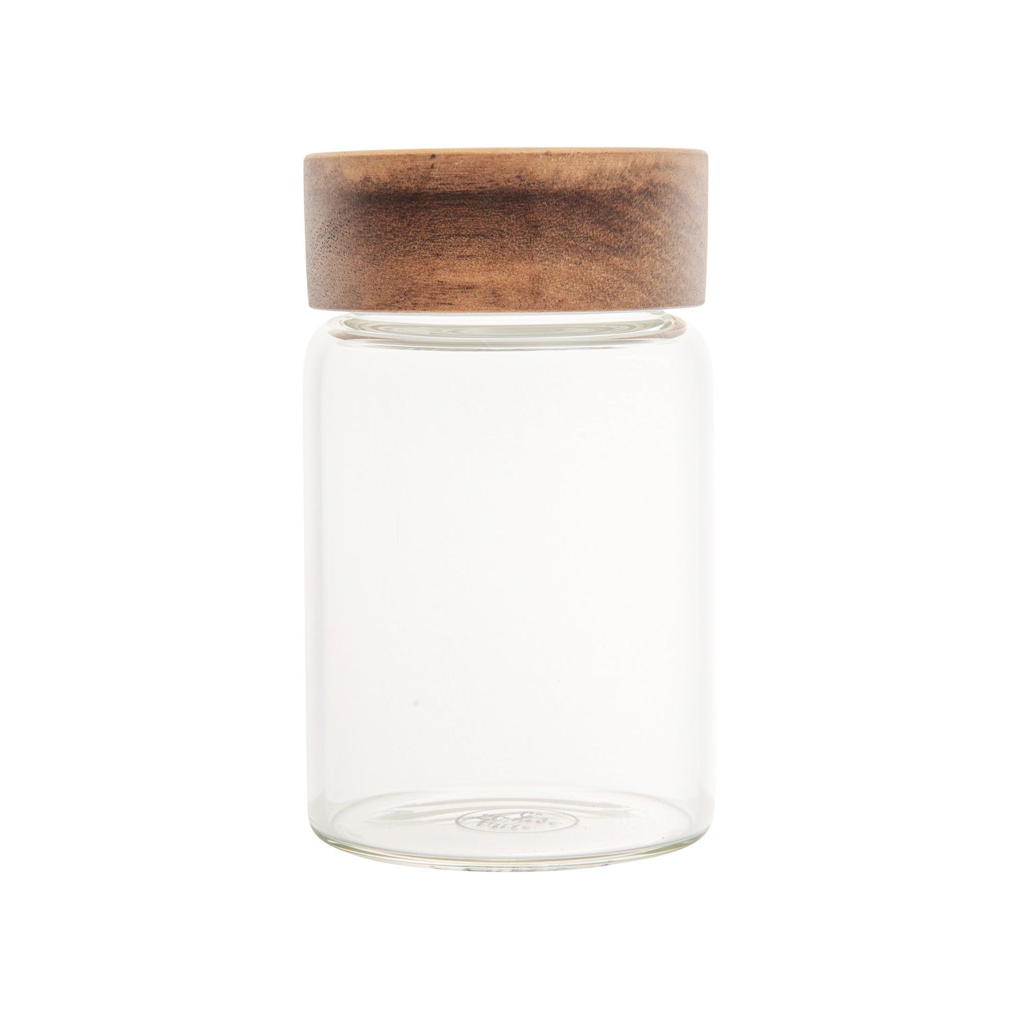 Acacia Wood Glass Jar 250ml - Little Label Co - - 30%, Acacia Storage Jars, Acacia Wood, Food Storage Containers, Glass Storage, Herb & Spice Jars, Herb & Spice Organisation, Kitchen Organisation, Pantry Organisation