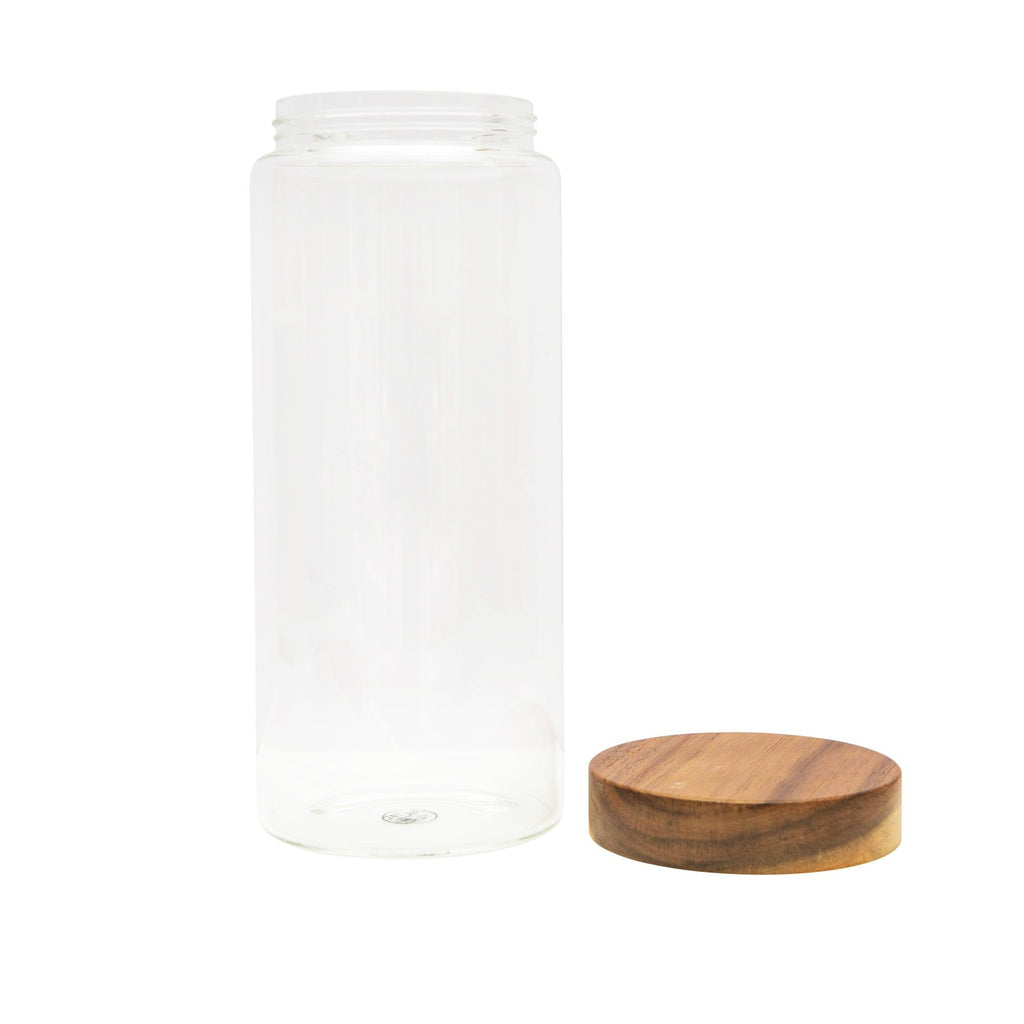 Acacia Wood Glass Jar 2L - Little Label Co - - 30%, Acacia Storage Jars, Acacia Wood, Food Storage Containers, Glass Storage, Kitchen Organisation, Pantry Organisation