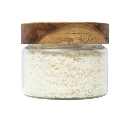 Acacia Wood Glass Jar 500ml - Little Label Co - - 30%, Acacia Storage Jars, Acacia Wood, Food Storage Containers, Glass Storage, Kitchen Organisation, Pantry Organisation