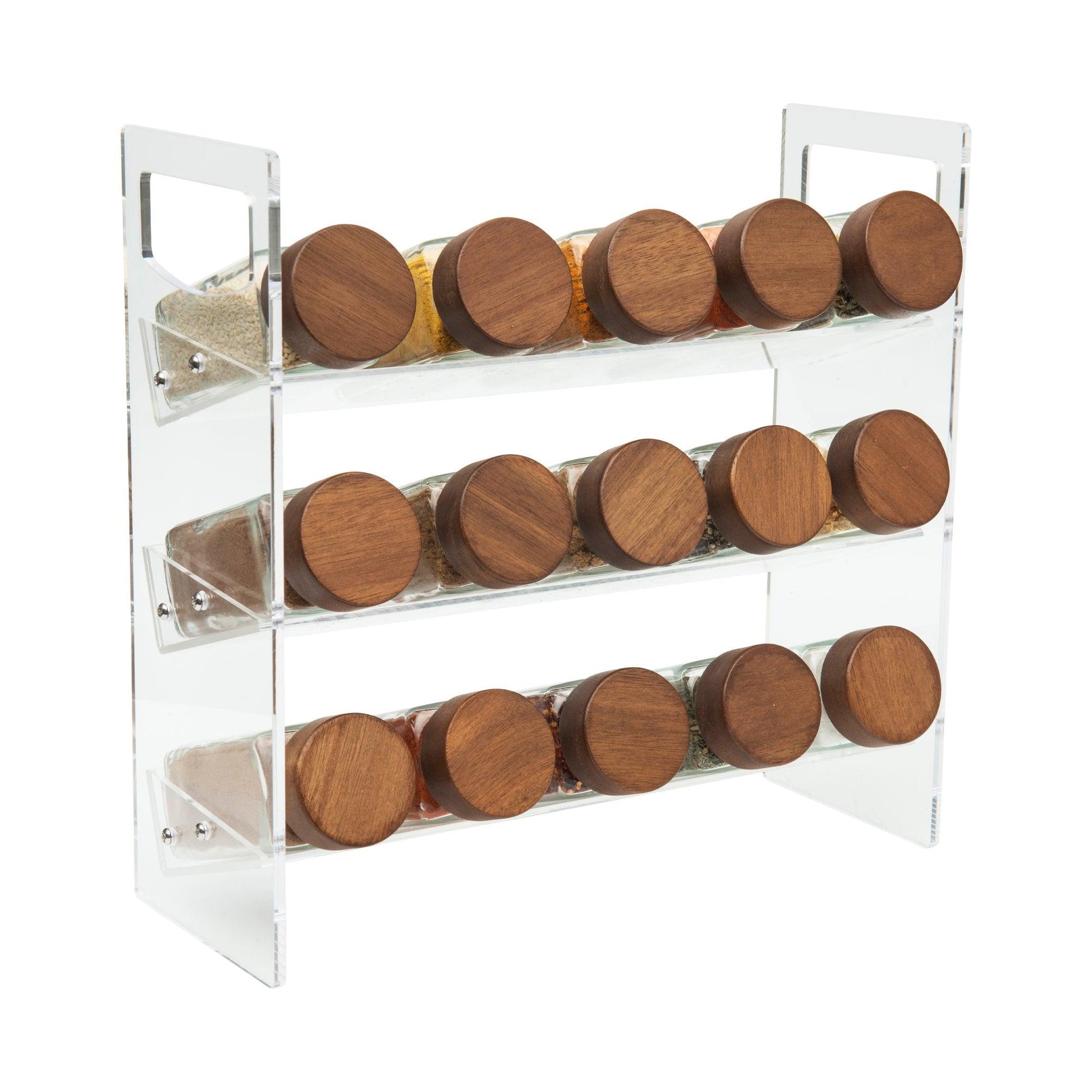 3 Tier Acrylic Herb & Spice Rack for Herb & Spice Organisation. Bench top spice rack or pantry herb & spice rack