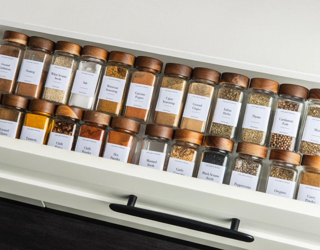 Acrylic Herb & Spice Drawer Organiser - Little Label Co - New to Store - Herb & Spice Jar Storage, Herb & Spice Organisation, Kitchen Organisation, Kitchen Storage, Pantry Organisation