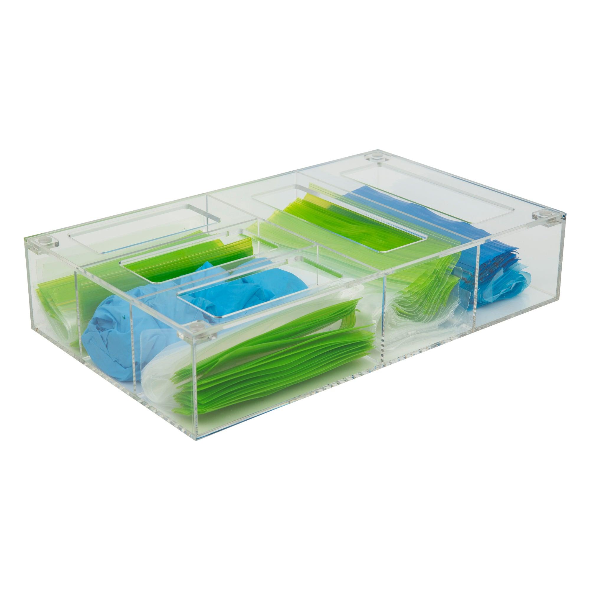 Acrylic Sandwich Bag Organiser - Little Label Co - Food Wrap Dispensers - 20%, Acrylic Food Wrap Dispenser, Acrylic Storage, Food Wrap Dispenser, Glad Bags, Kitchen Storage