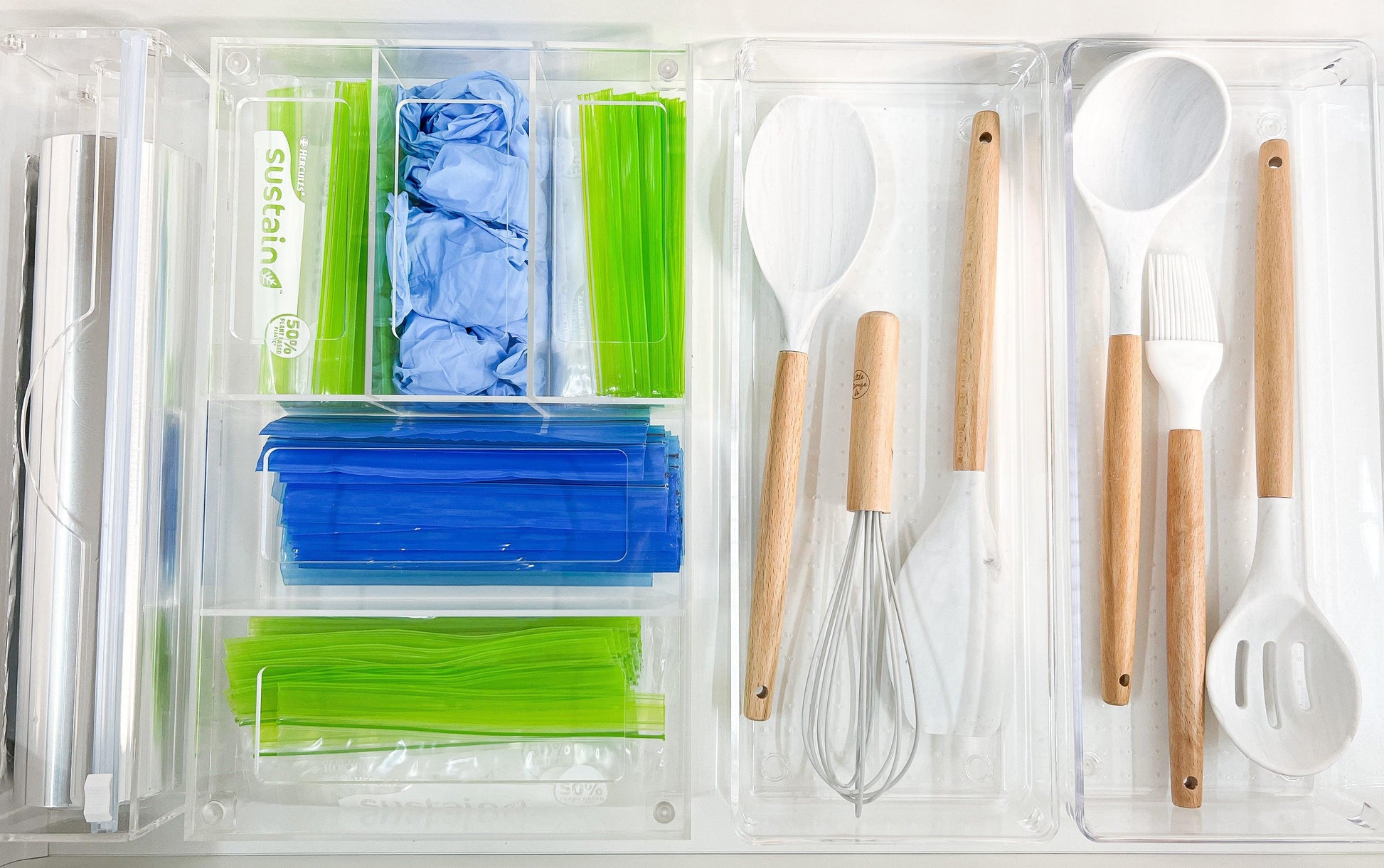 Acrylic Sandwich Bag Organiser - Little Label Co - Food Wrap Dispensers - 20%, Acrylic Food Wrap Dispenser, Acrylic Storage, Food Wrap Dispenser, Glad Bags, Kitchen Storage