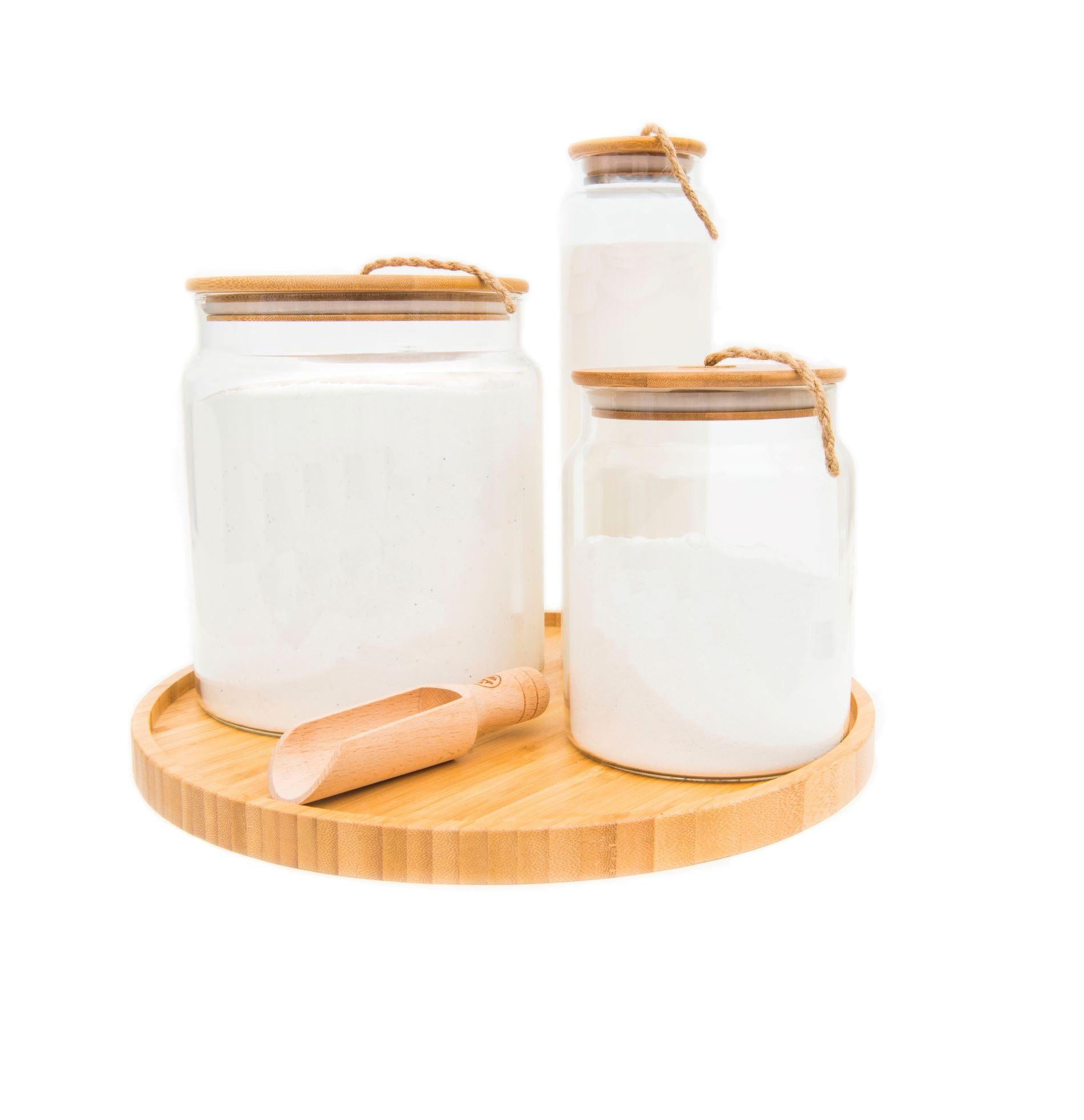 Bamboo and Glass 5 Piece Laundry Pack with Liquid Jar