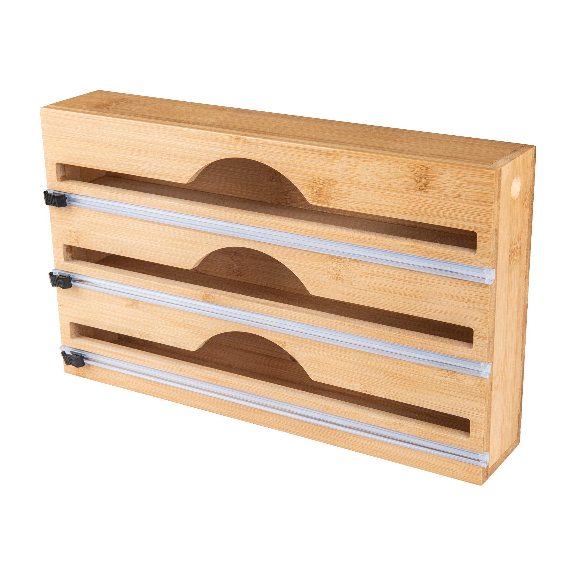 Bamboo Food Wrap Dispenser 3 Inserts - Little Label Co - Drawer organiser Drawer organisers Drawer Dividers Draw dividers Kitchen organisation, Bench-top Organisation, Food Wrap Dispenser, Kitchen Organisation, Kitchen Storage, Pantry Organisation