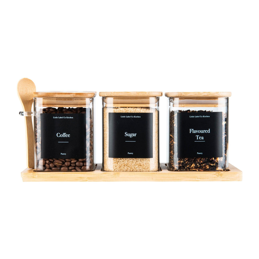 Bamboo Glass Trio Set Square 500ml - Little Label Co - Food Storage Containers - 20%, Catchoftheday