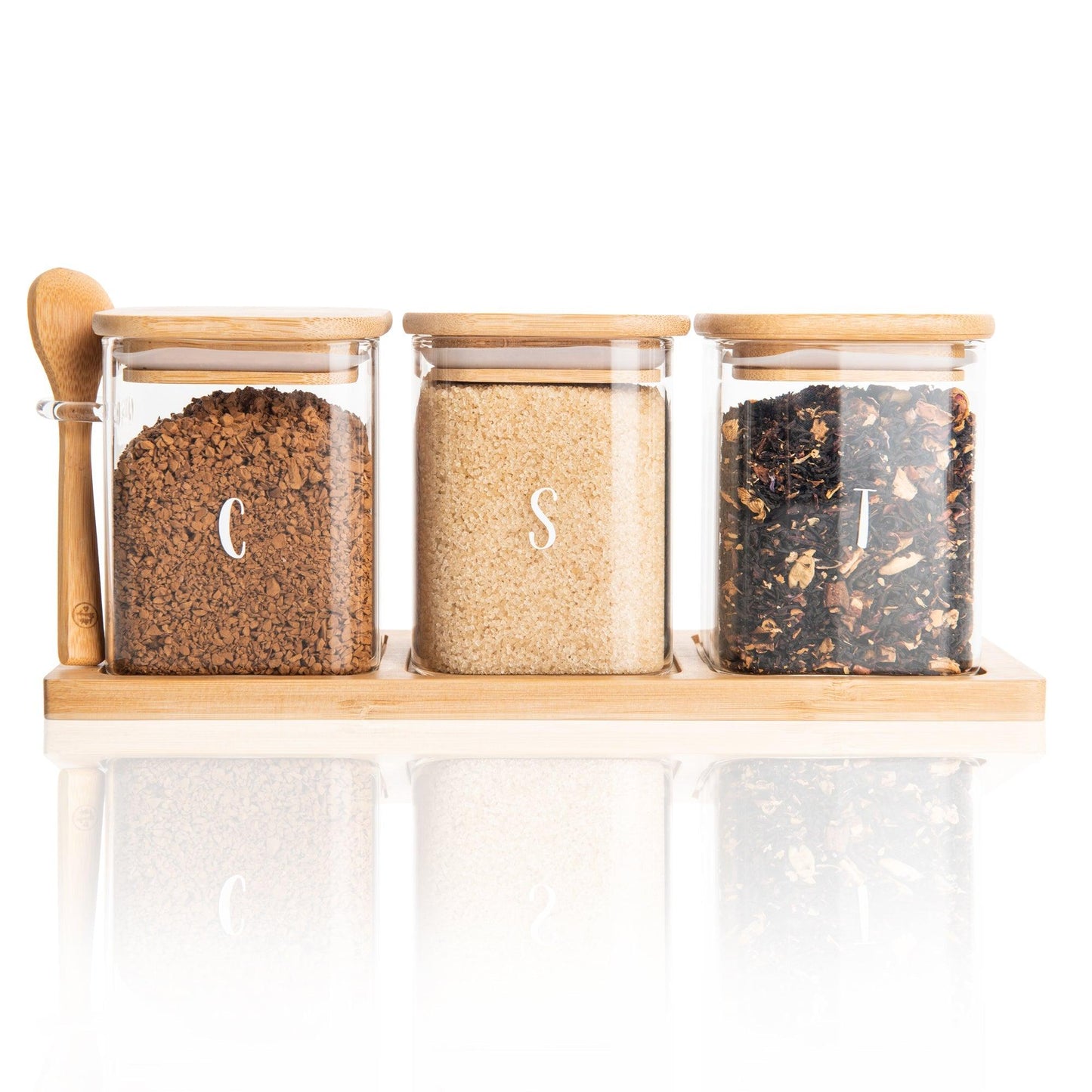 Bamboo Glass Trio Set Square 500ml - Little Label Co - Food Storage Containers - 20%, Catchoftheday