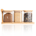 Bamboo Glass Trio Set Square 500ml - Little Label Co - Food Storage Containers - 20%, Catchoftheday