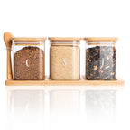 Bamboo Glass Trio Set Square 500ml - Little Label Co - Food Storage Containers - 20%, Catchoftheday
