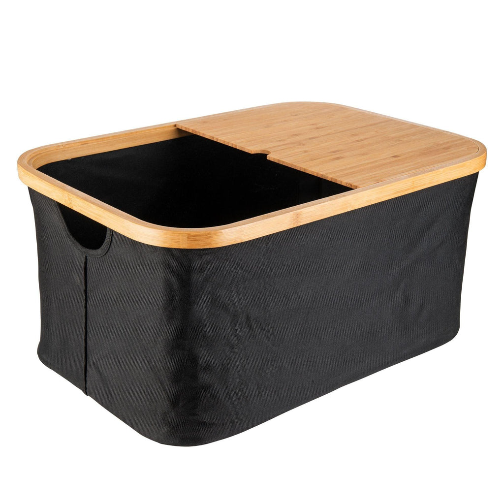 Black Fabric Bamboo Linen Storage Basket - Medium - Little Label Co - Laundry Baskets - 30%, Catchoftheday, warehouse
