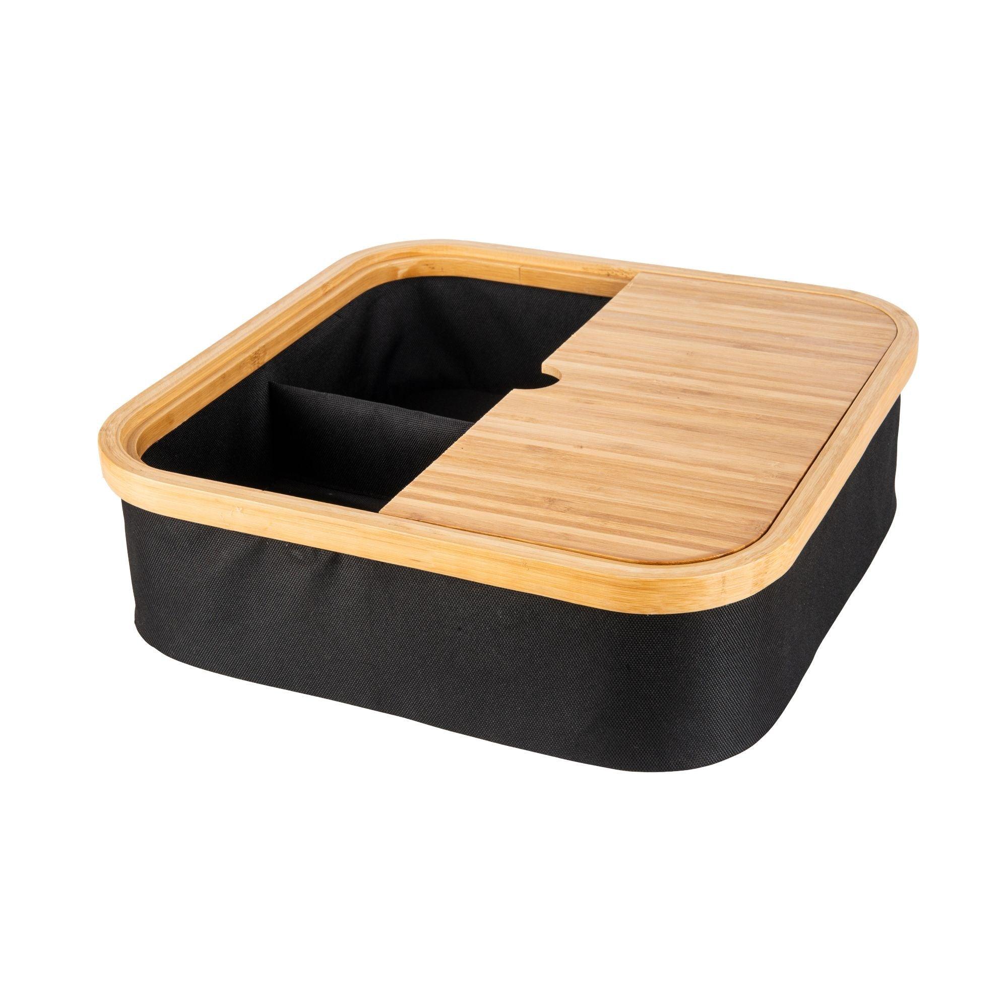 Black Fabric Bamboo Linen Storage Basket with Dividers - Little Label Co - Laundry Baskets - 60%, Catchoftheday, warehouse