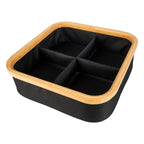 Black Fabric Bamboo Linen Storage Basket with Dividers - Little Label Co - Laundry Baskets - 60%, Catchoftheday, warehouse