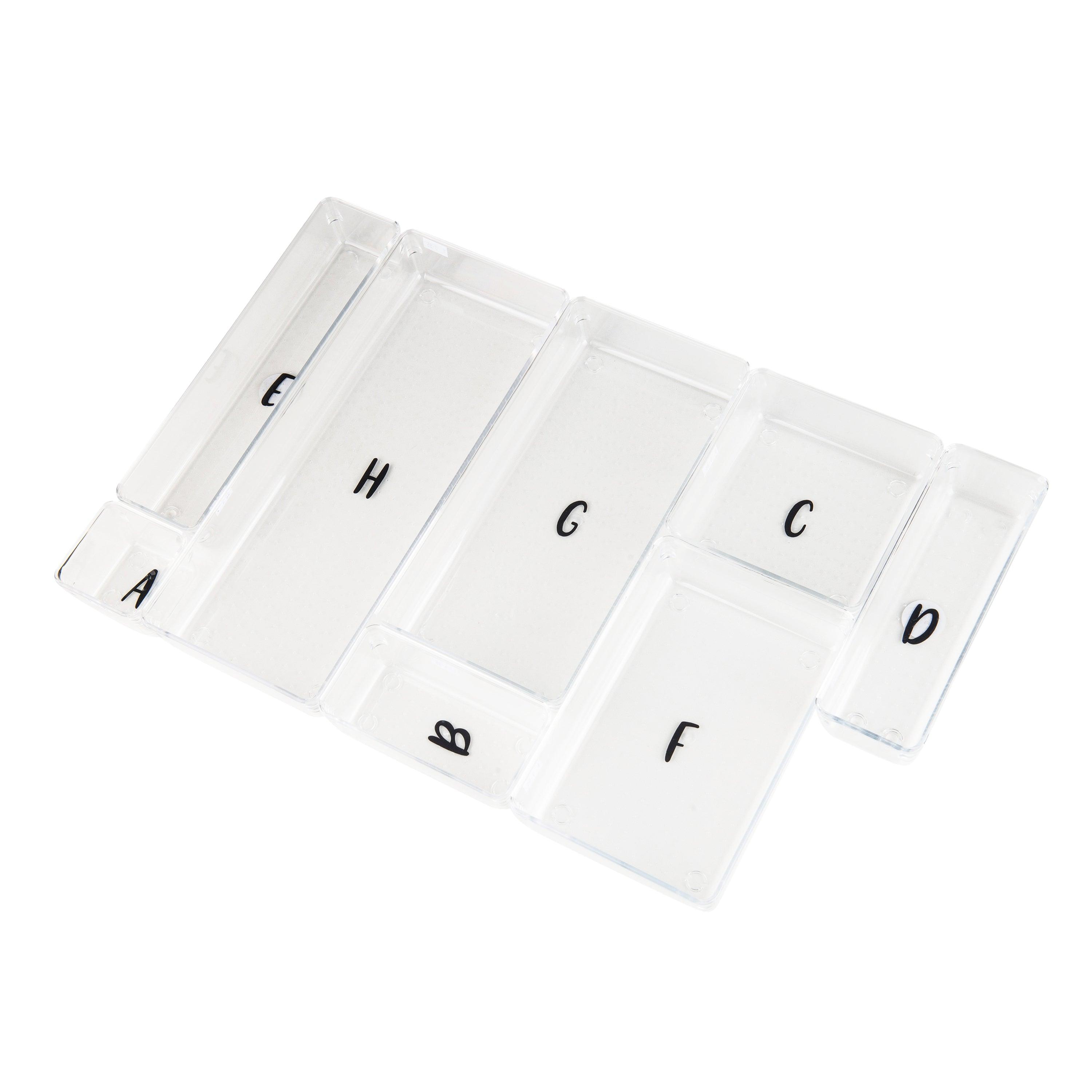 Clear Drawer Organiser Trays - Individuals - Little Label Co - Drawer organiser Drawer organisers Drawer Dividers Draw dividers Kitchen organisation Stationary Organisation