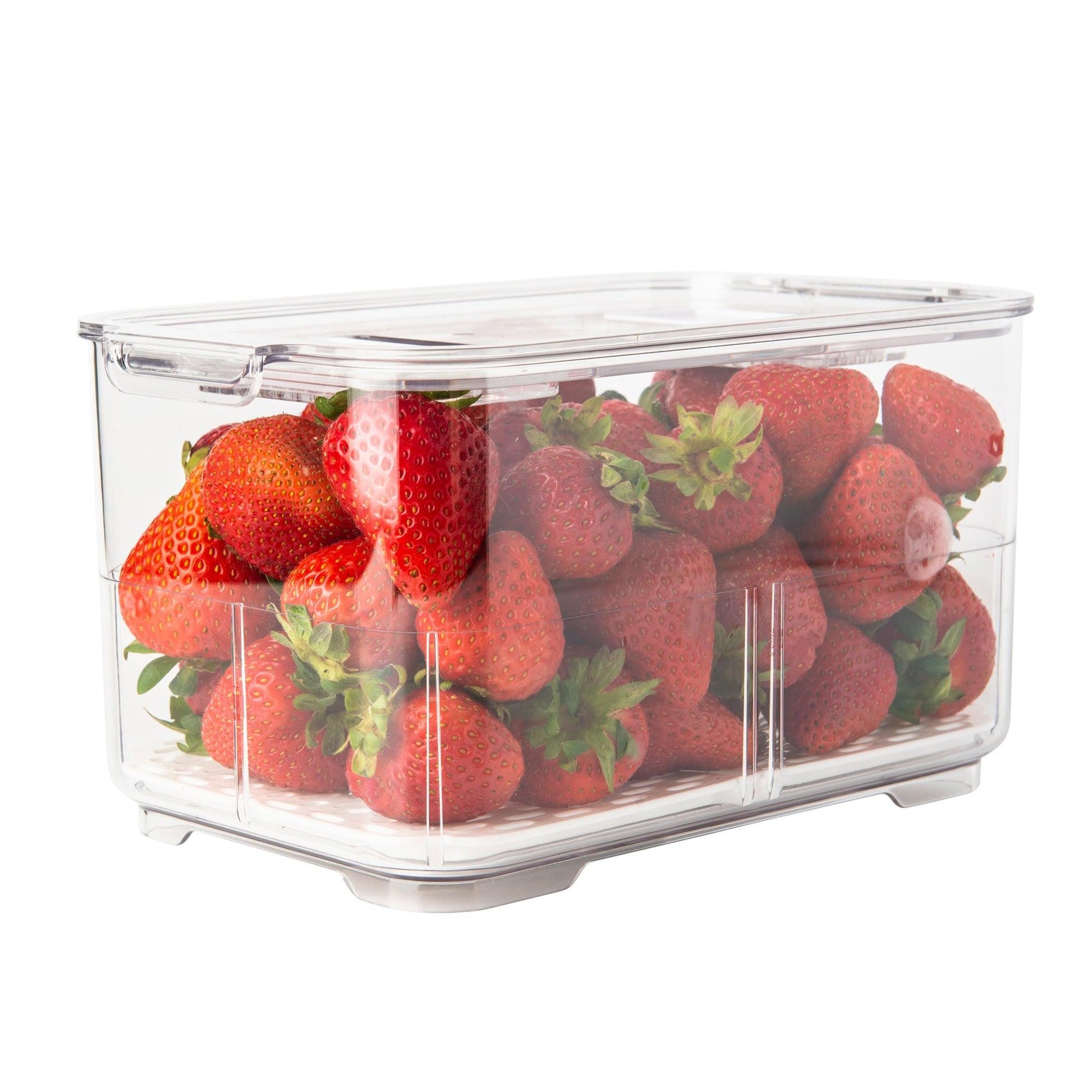 Fridge Organiser with Drainage Plug - Set of 2 for Fridge storage and organisation. Keep your food fresher in our storage containers.  Great for Meal Prep and Fridge organisation