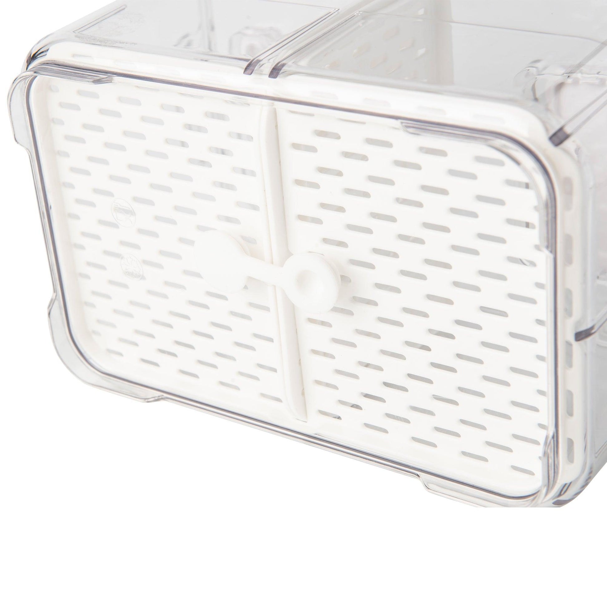 Fridge Organiser with Drainage Plug - Set of 2 for Fridge storage and organisation. Keep your food fresher in our storage containers.  Great for Meal Prep and Fridge organisation