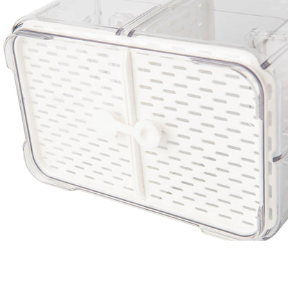 Fridge Organiser with Drainage Plug - Set of 2 for Fridge storage and organisation. Keep your food fresher in our storage containers.  Great for Meal Prep and Fridge organisation