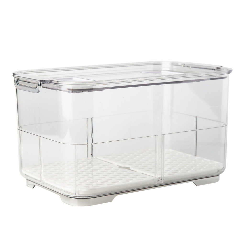 Fridge Organiser with Drainage Plug - Set of 2 for Fridge storage and organisation. Keep your food fresher in our storage containers.  Great for Meal Prep and Fridge organisation