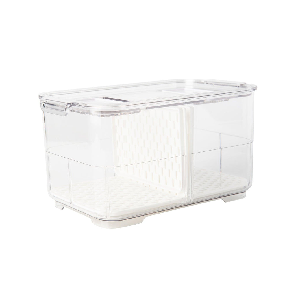 Fridge Organiser with Drainage Plug - Set of 2 for Fridge storage and organisation. Keep your food fresher in our storage containers.  Great for Meal Prep and Fridge organisation