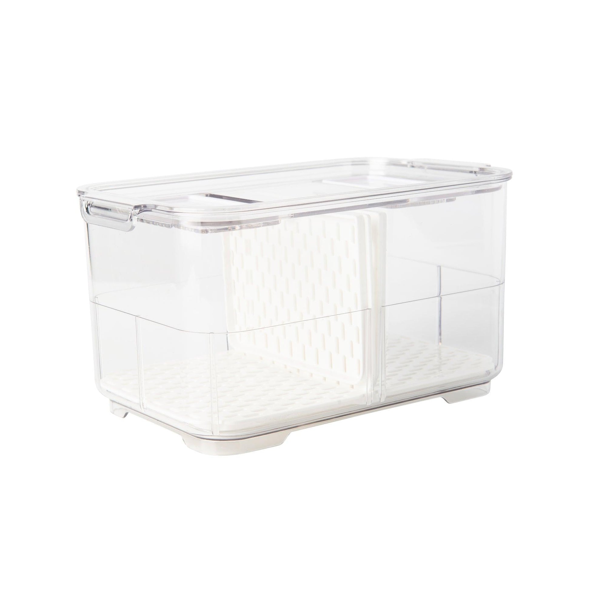 Fridge Organiser with Drainage Plug - Set of 2 for Fridge storage and organisation. Keep your food fresher in our storage containers.  Great for Meal Prep and Fridge organisation