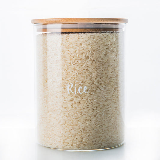 Pantry Container for food storage 3l glass jar with bamboo lid. home organisation pantry jar