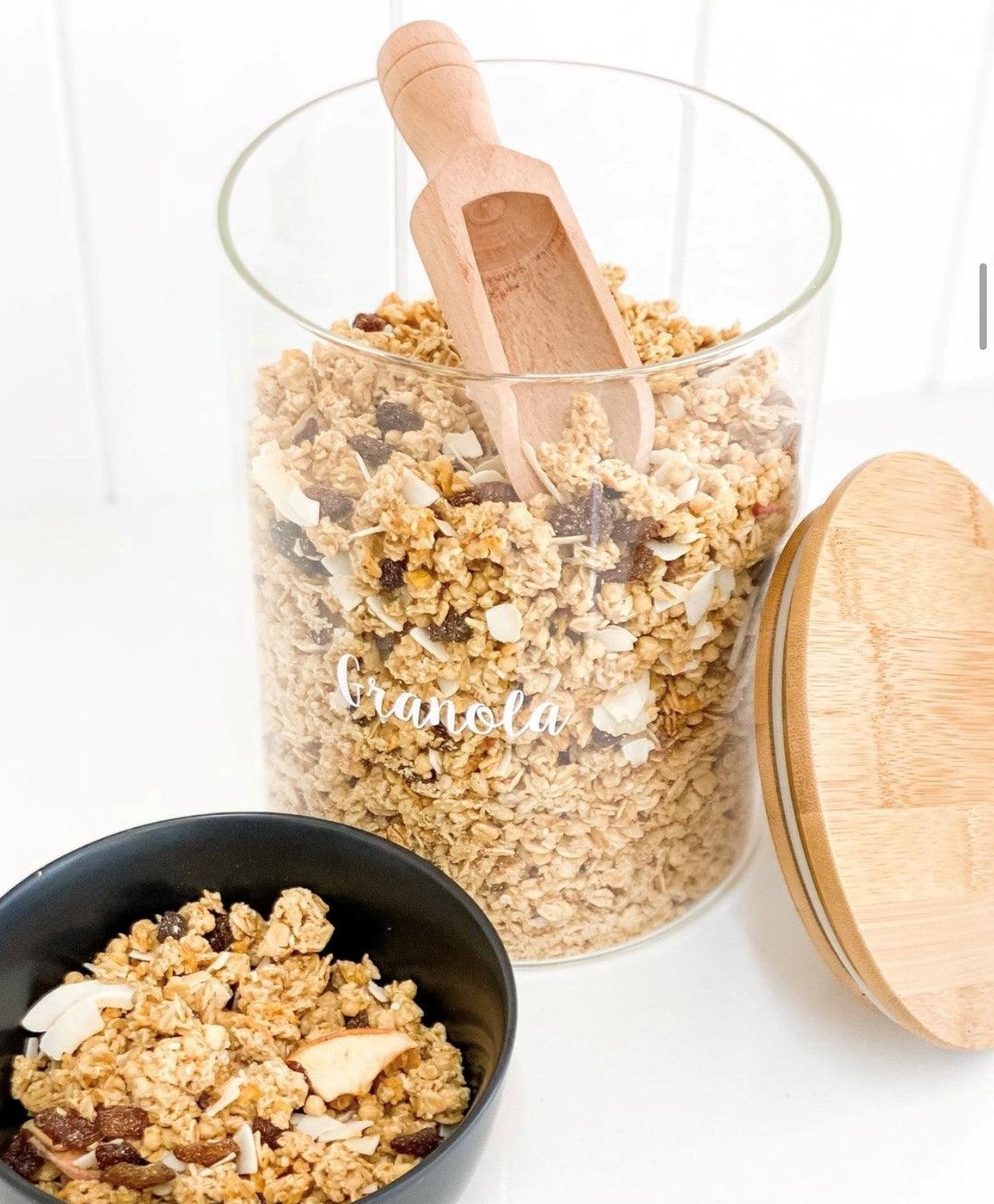 Pantry Container for food storage 3l glass jar with bamboo lid. home organisation pantry jar