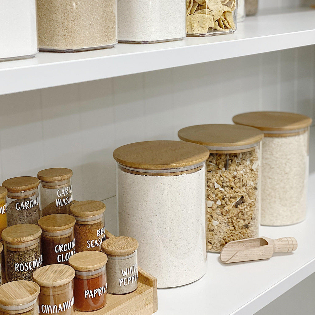 Pantry Container for food storage 3l glass jar with bamboo lid. home organisation pantry jar