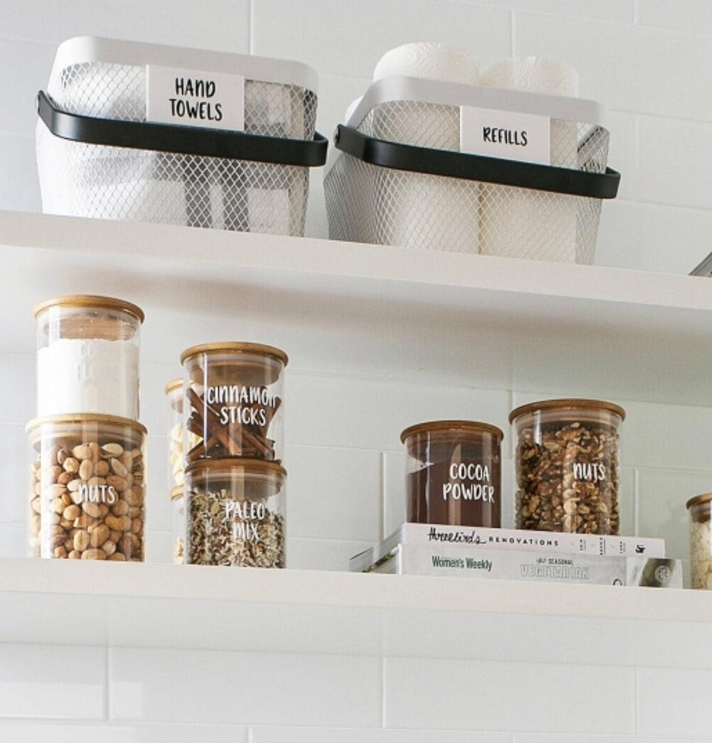 Pantry Container for food storage 500ml glass jar with bamboo lid. home organisation pantry jar