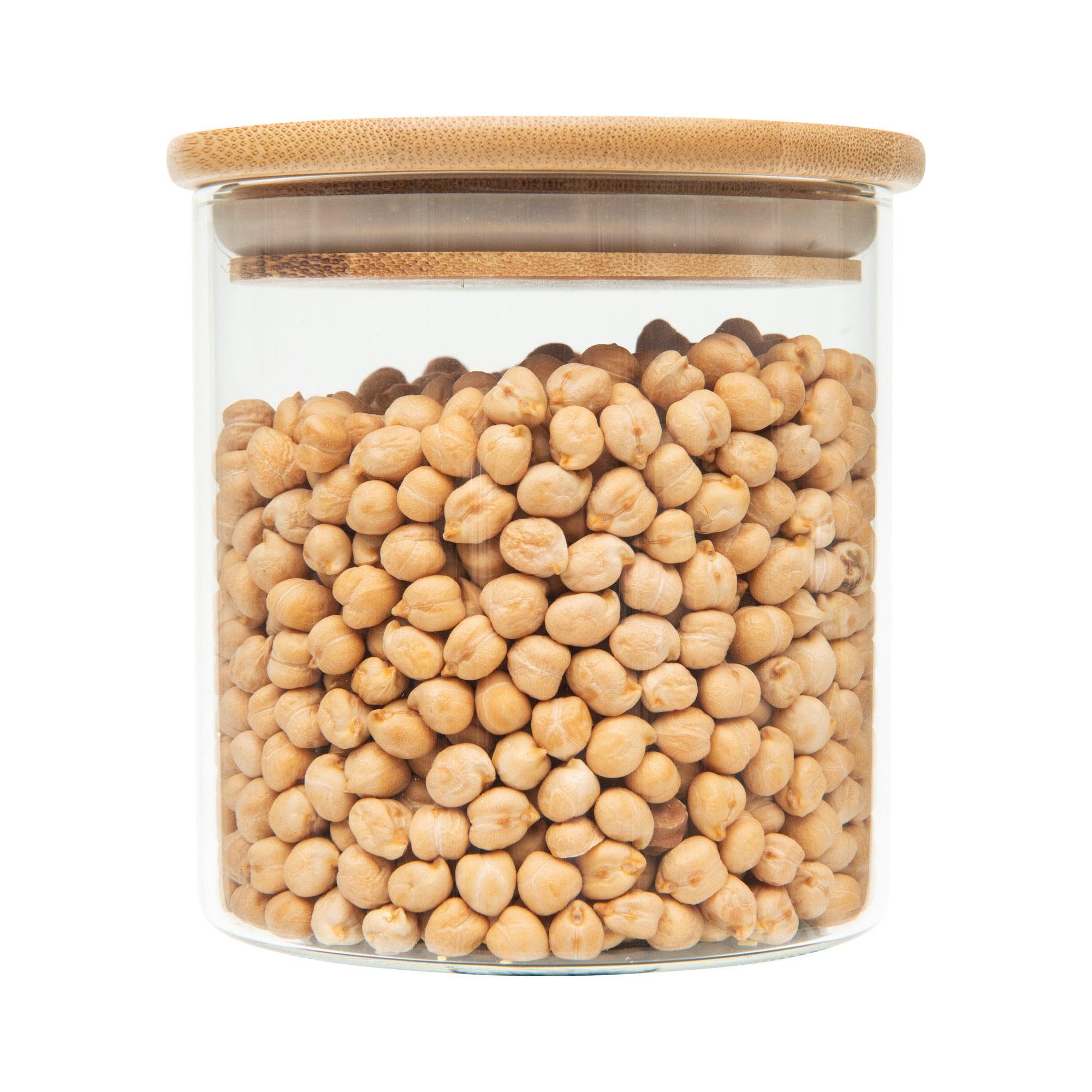 Pantry Container for food storage 500ml glass jar with bamboo lid. home organisation pantry jar