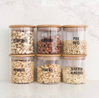 Pantry Container for food storage 500ml glass jar with bamboo lid. home organisation pantry jar