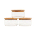 Large Round Stackable Bamboo Glass Jar - (pack of 3) - Little Label Co - Bathroom Accessories - 20%, Bamboo Storage Solutions, Catchoftheday, Storage Containers
